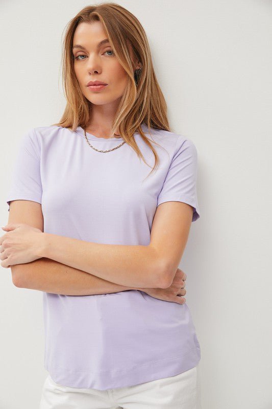 lavender short sleeve top