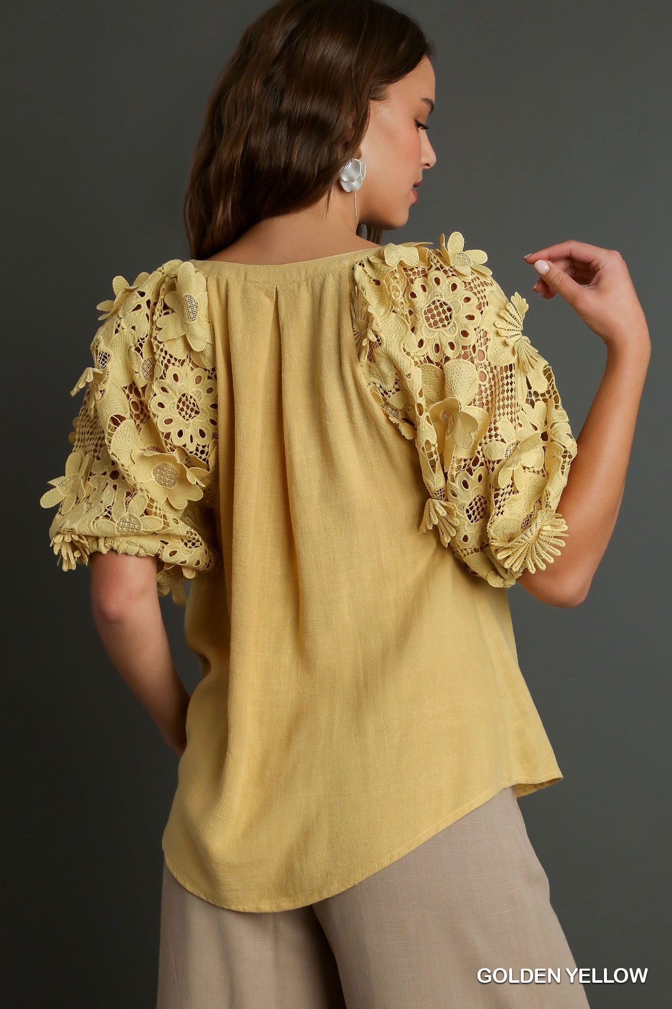 mustard top floral detailing boxy fit