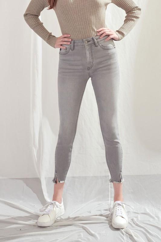 Kan Can Grey V-notch Skinny Jeans