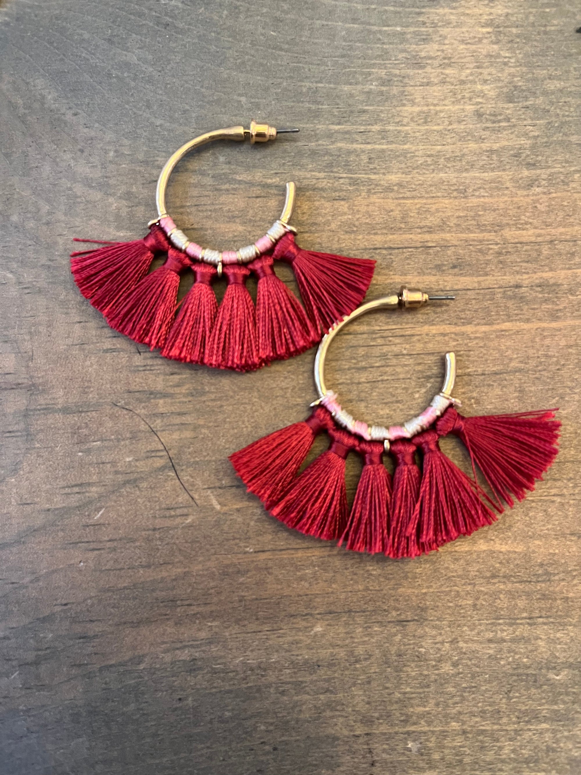 Cranberry Hoop Earrings