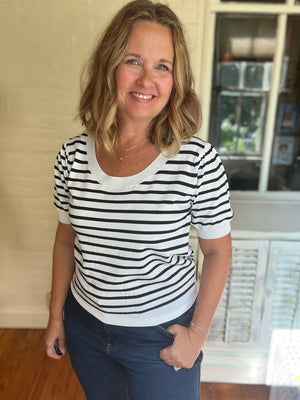 striped sweater short sleeve top
