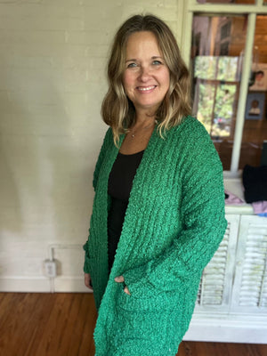 emerald green cardigan sweater