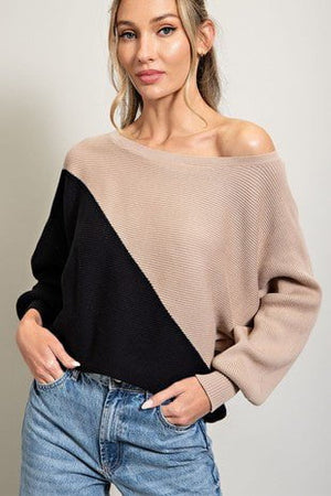 Taupe Black Colorblock Sweater