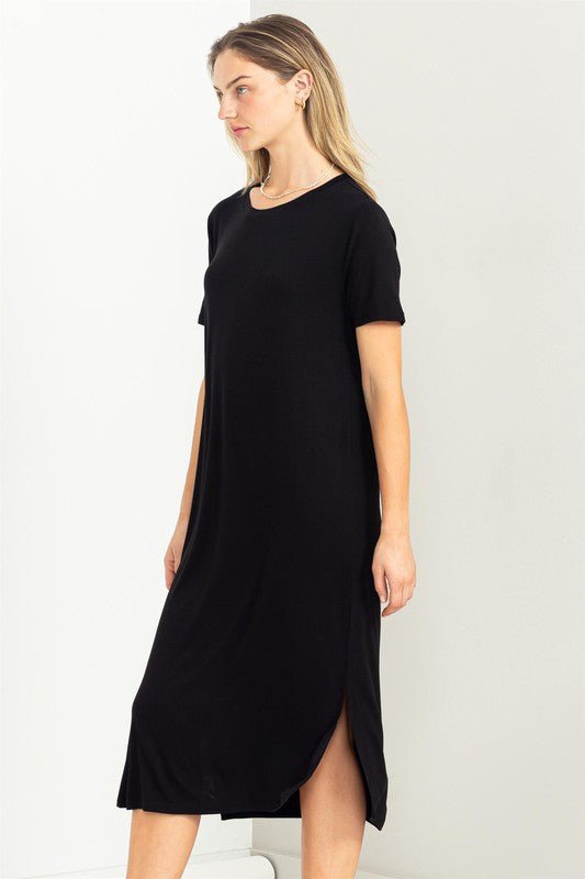 black t-shirt maxi dress