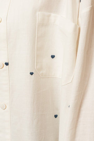 Embroidered Heart Button-down Top