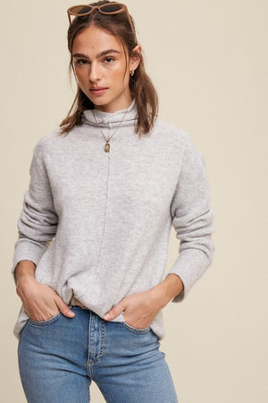 Grey Mock Neck Sweater