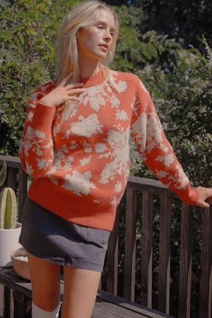 Orange Floral Sweater