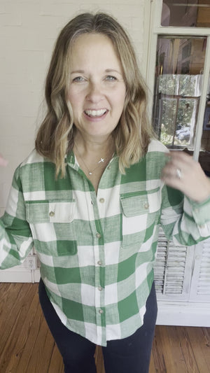 Green Plaid Flannel Top