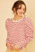 Red Stripe Puffy Sleeve Top