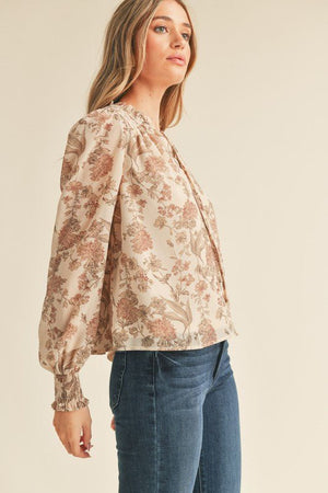 Floral Taupe Top
