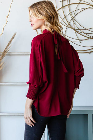 Burgundy Bow Accent Holiday Top