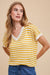 Yellow Stripe V-neck Sweater Top
