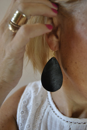 lightweight teardrop leather earrings