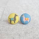 Llama button stud earrings