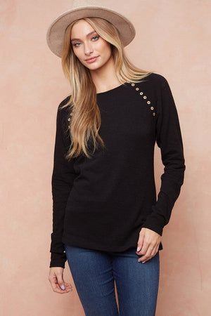 Button Accent Long Sleeve Top