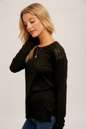Black long sleeve with mesh shoulders