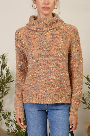 Brown & Blue Cowl Neck Sweater