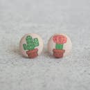 cactus button stud earrings