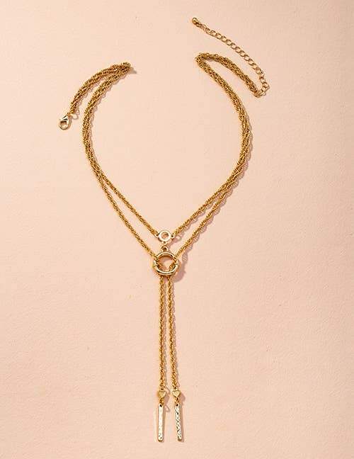 Double Chain Tassel Lariat Necklace