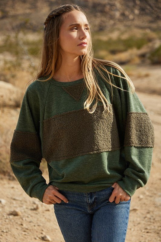 Green Sherpa Accent Sweatshirt