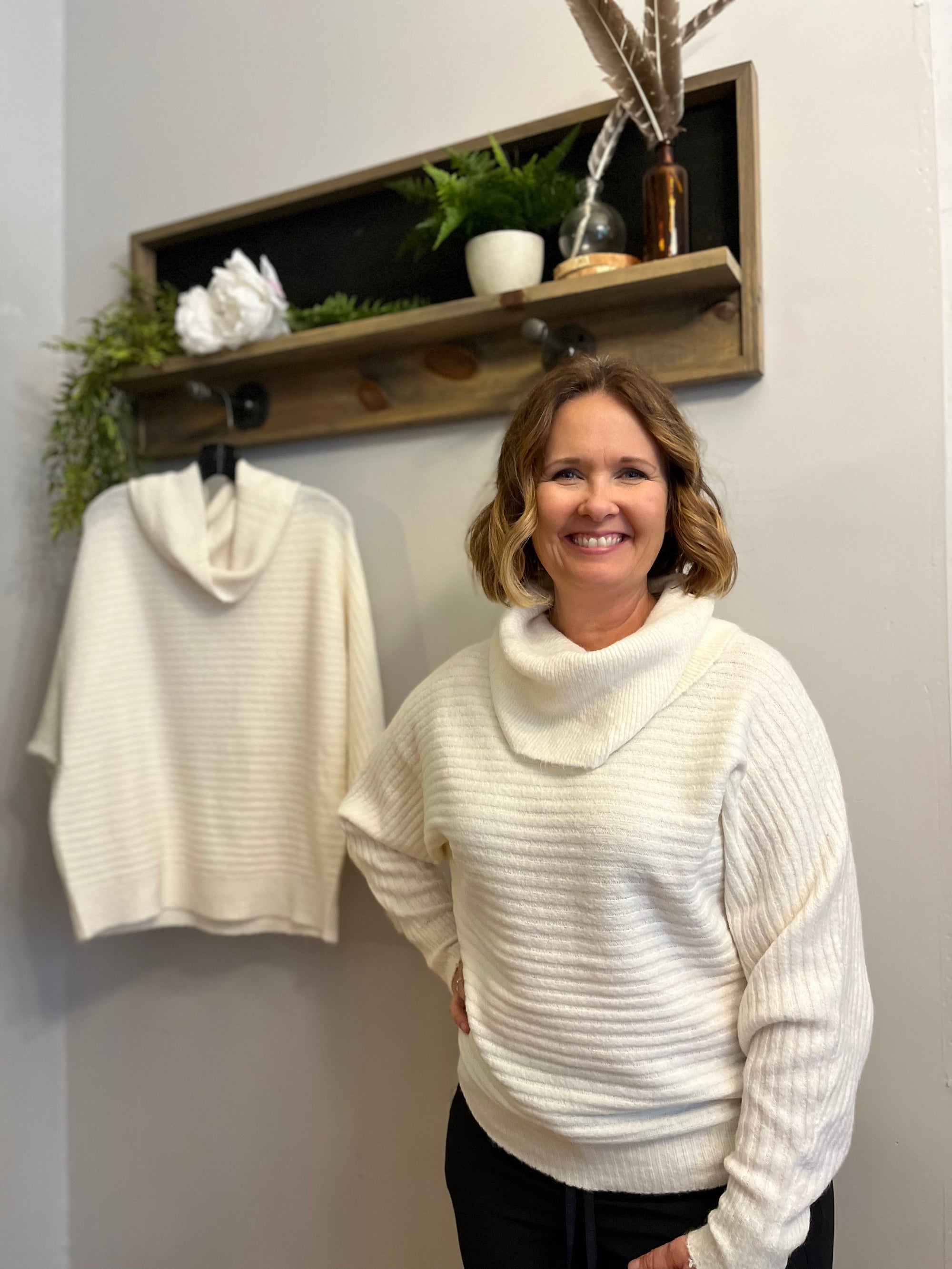 ivory cowl  neck sweater