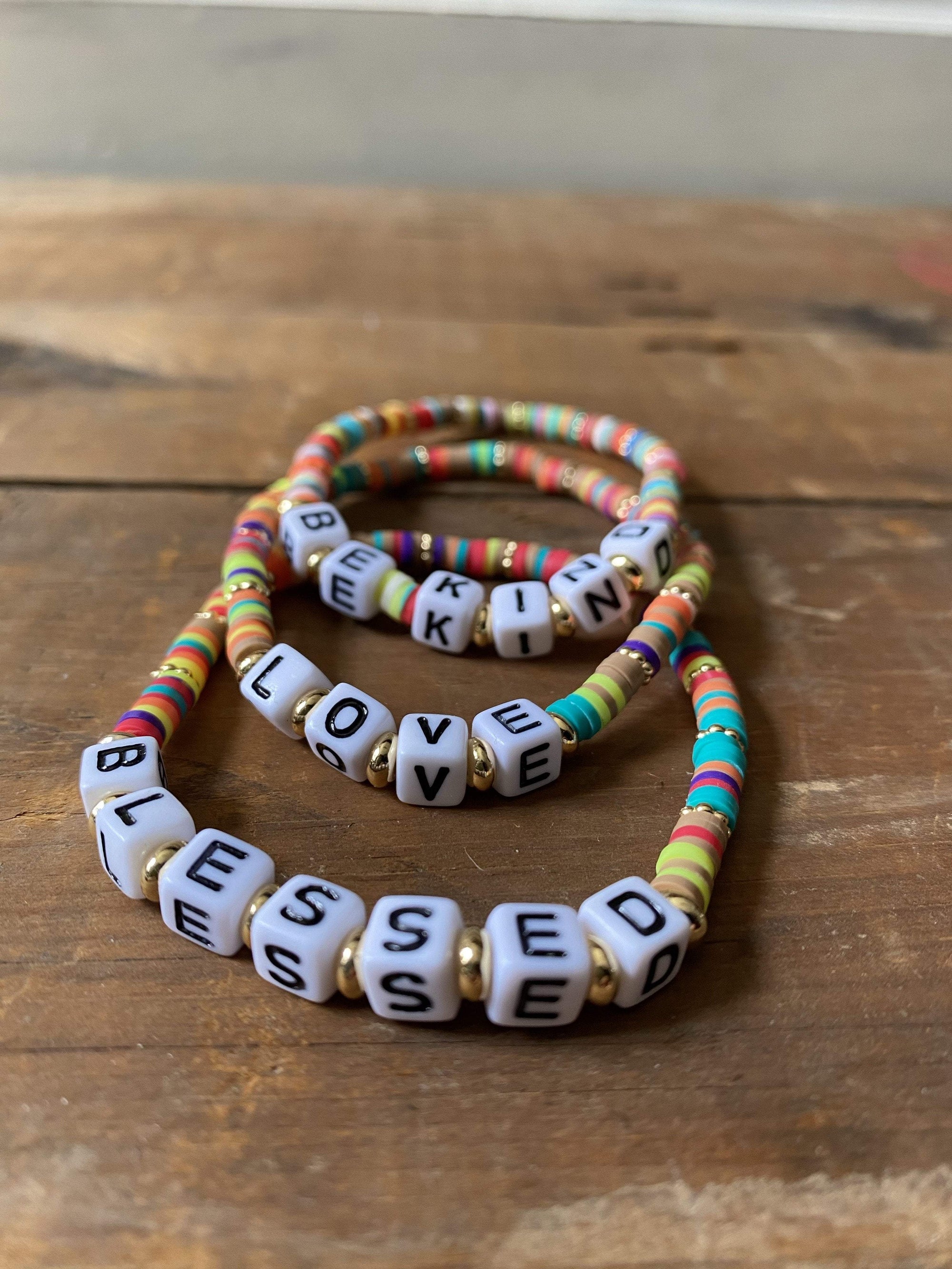 colorful letter bead stretchy bracelet