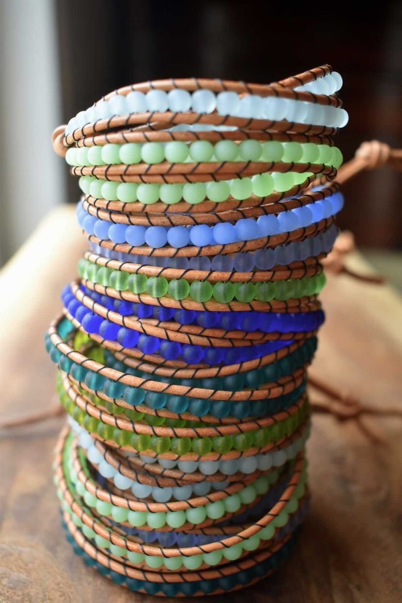 recycled glass bead bracelets