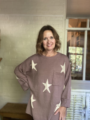 mauve star sweater loose fit