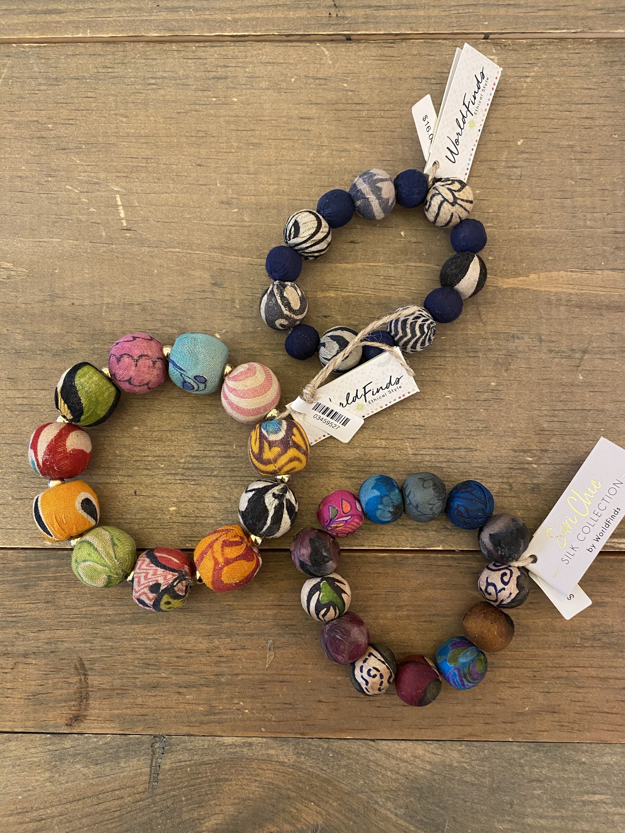 kantha fair trade stretchy bead bracelets
