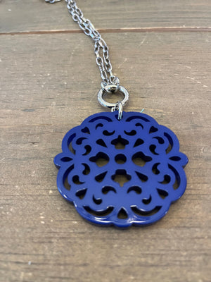 blue acrylic statement necklace