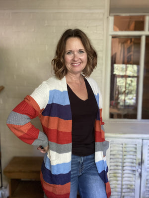 fall stripe sweater cardigan