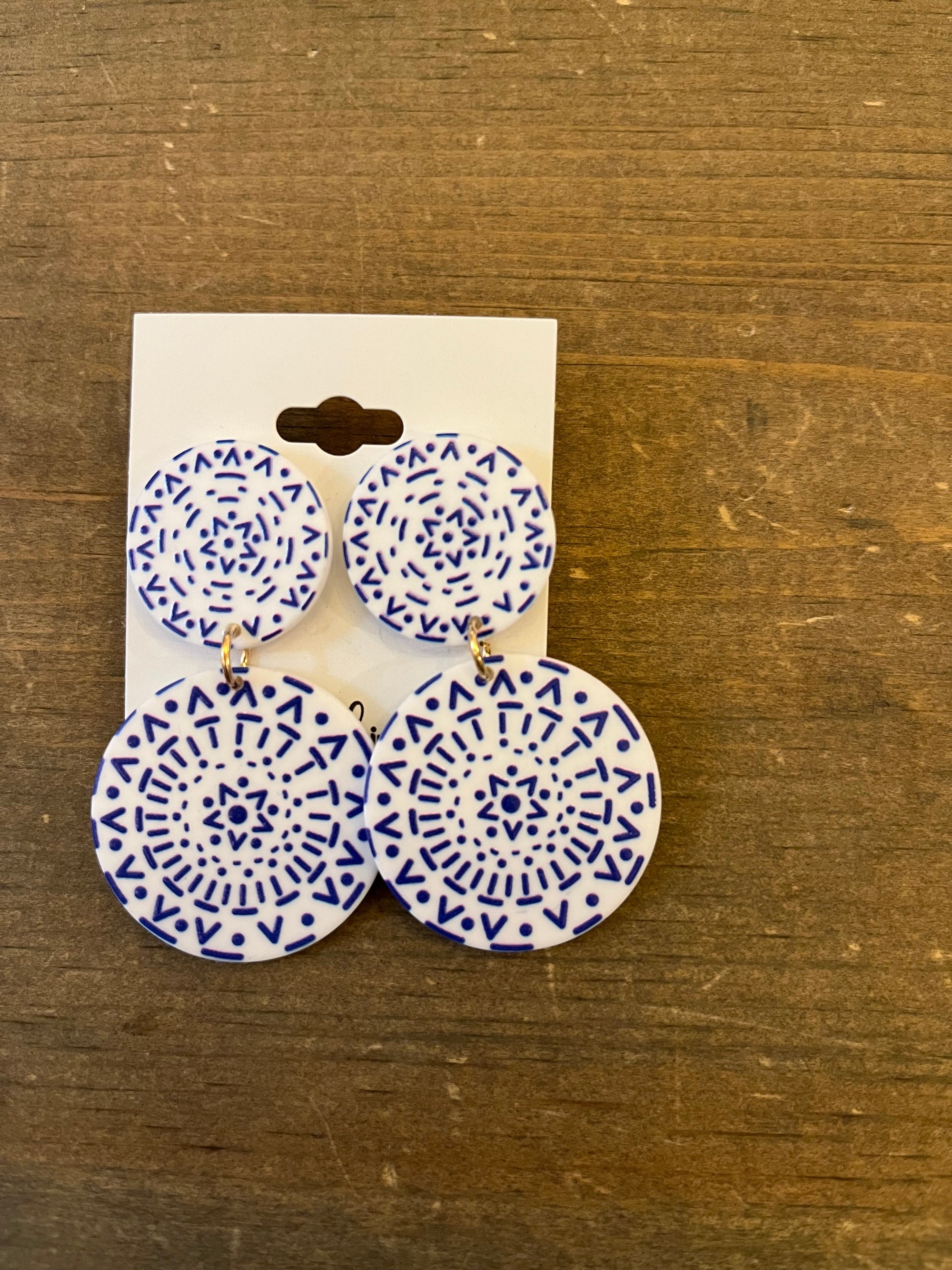 Blue and White Statement Earrings