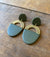 olive green clay earrings metal accent