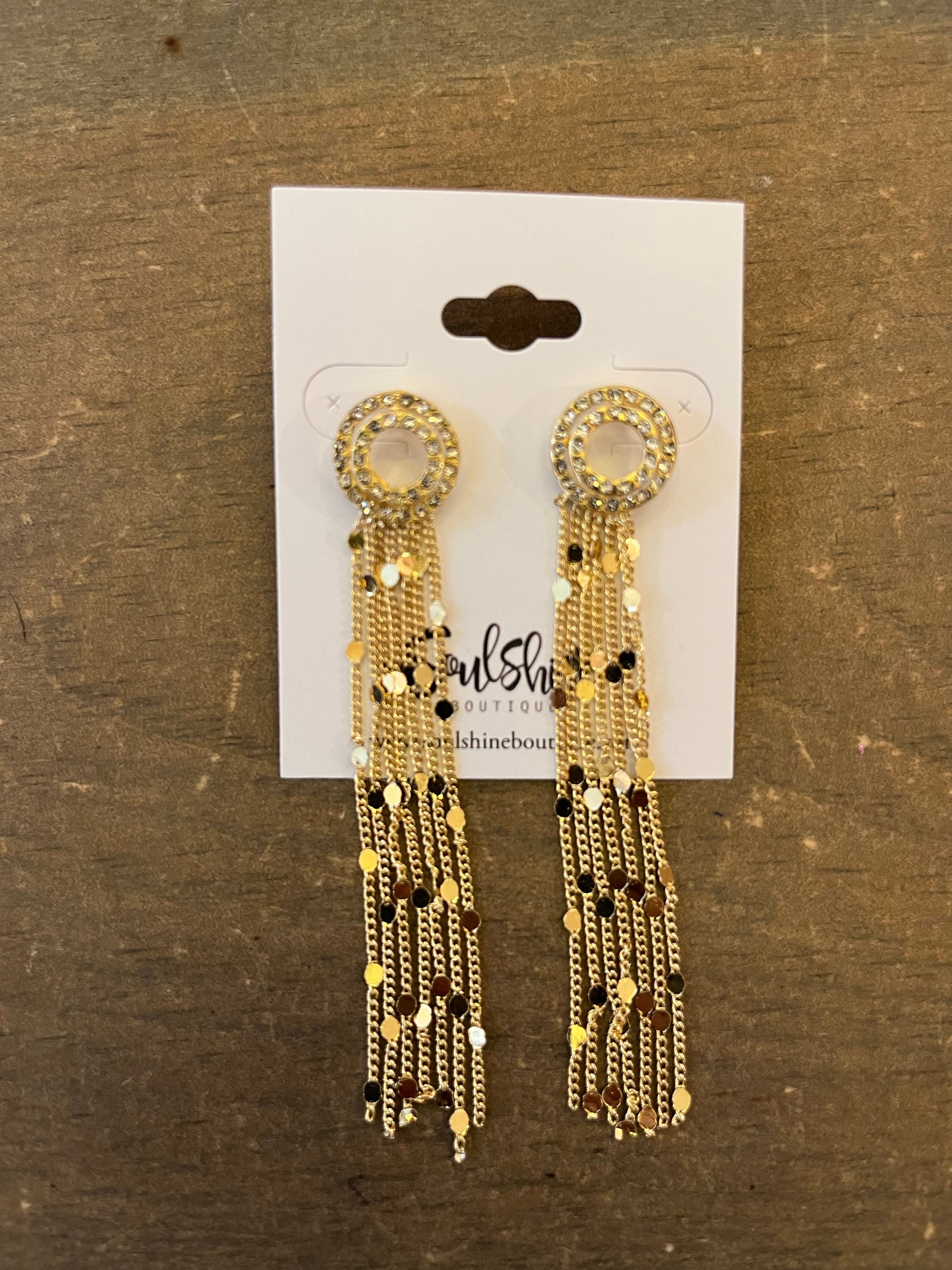 Gold Sparkle Chain Earring