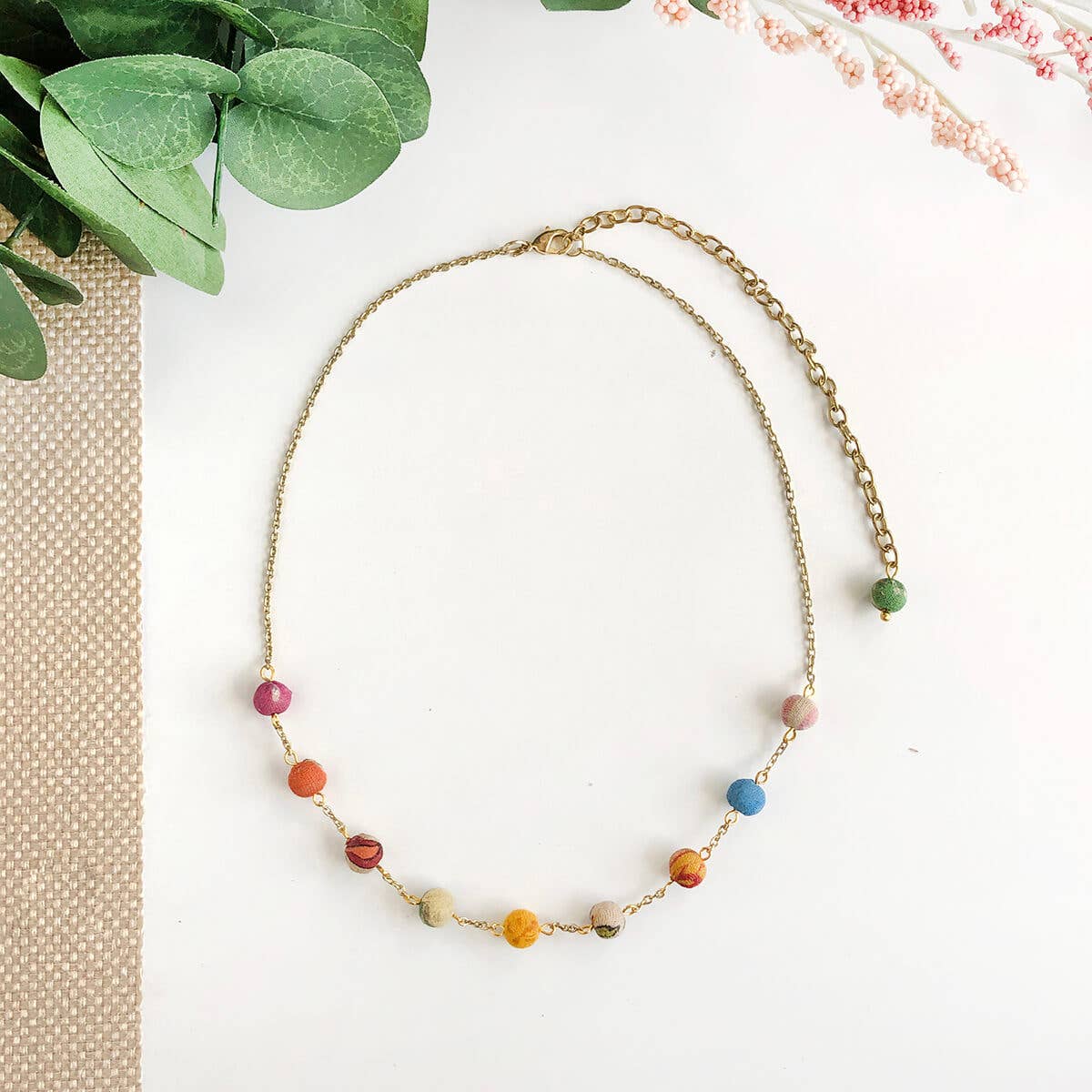 Bright Kantha Bead Necklace