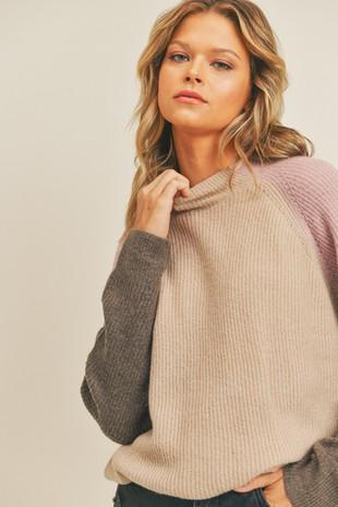 colorblock sweater grey blush taupe