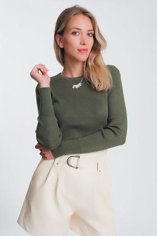 olive long sleeve fitted sweater
