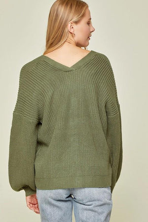 Olive Grandpa Sweater