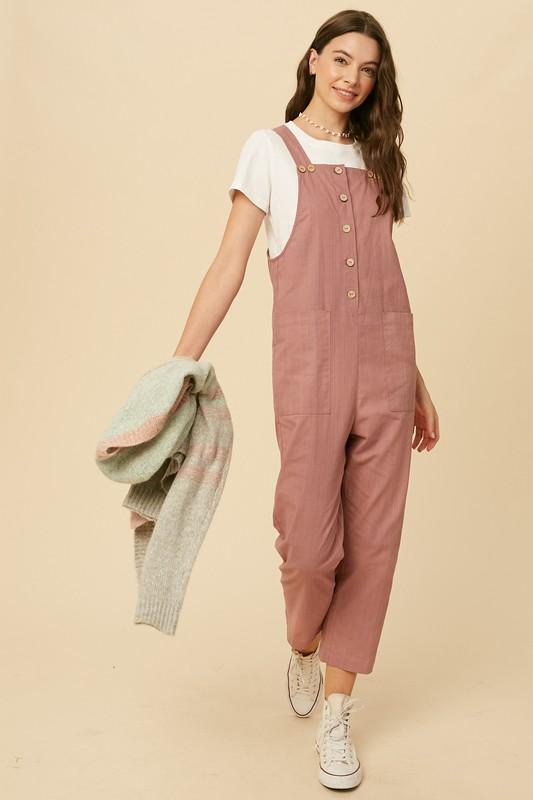 cropped overalls adobe red bean