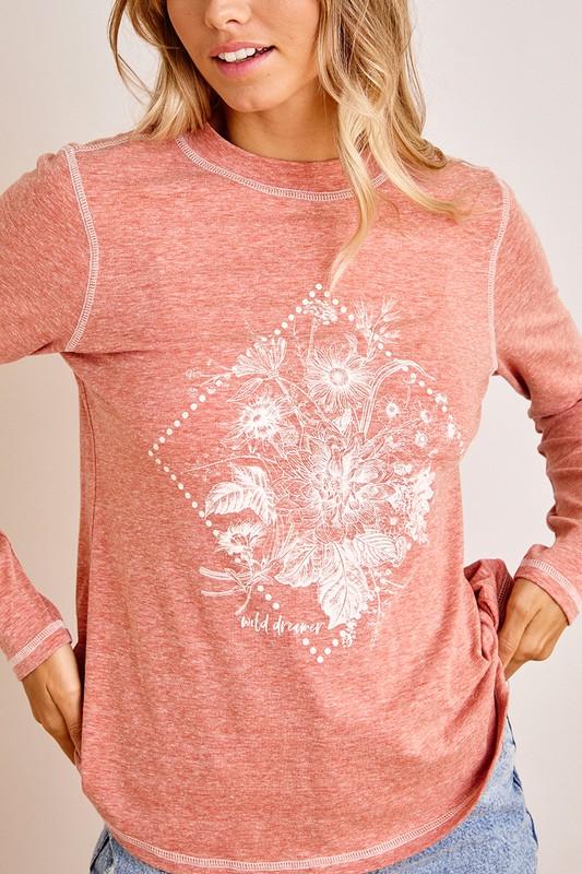 Pink floral long sleeve top