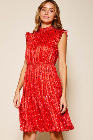 red ruffle dress