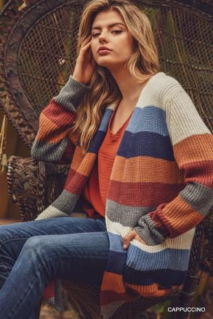 fall stripe sweater cardigan
