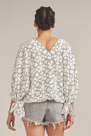 White Graphic Long Sleeve Top